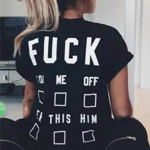 Letter Print Casual Scoop Big Size Top T-shirt