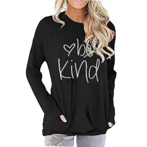 Letter Print Long Sleeves Loose T-shirt