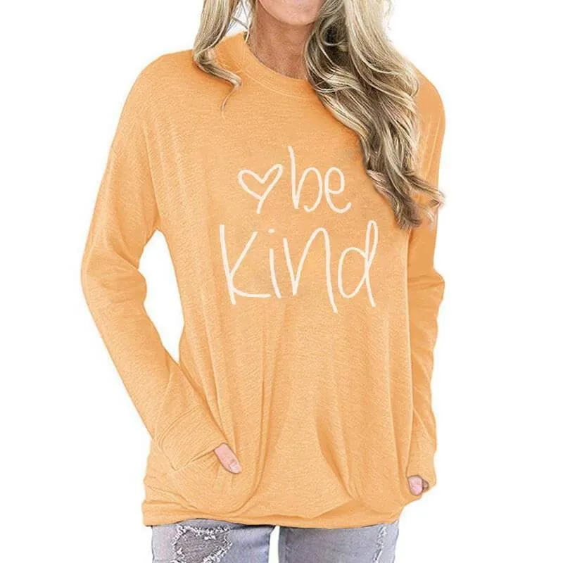 Letter Print Long Sleeves Loose T-shirt
