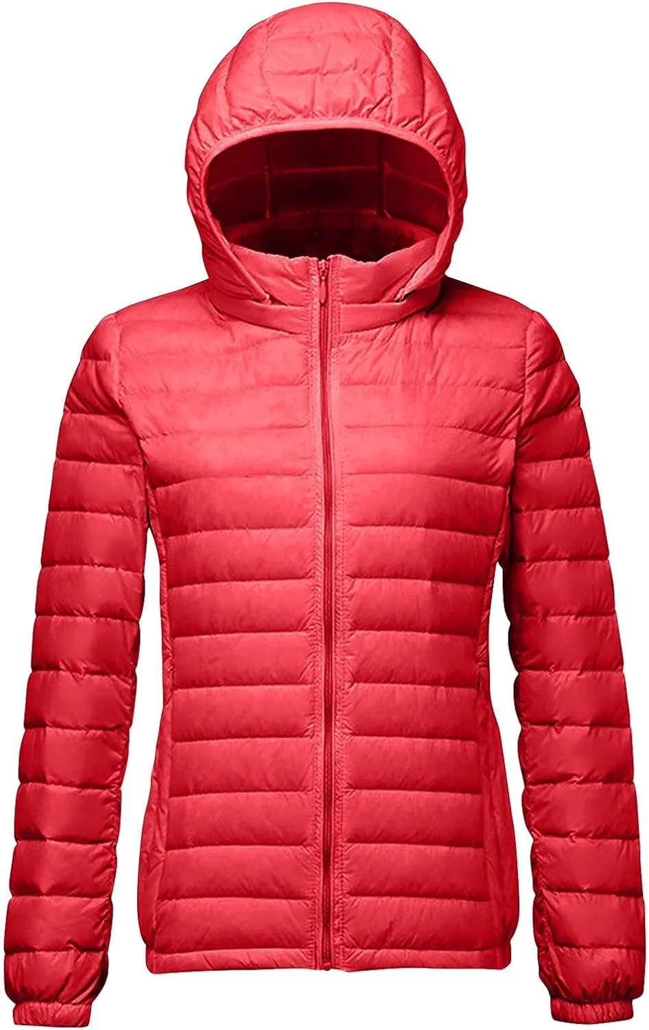 Lightweight Jackets For Women With Hood Long Sleeve Trendy Zip Solid Color Down Coat Winter Warm Casual Puffer Jacket