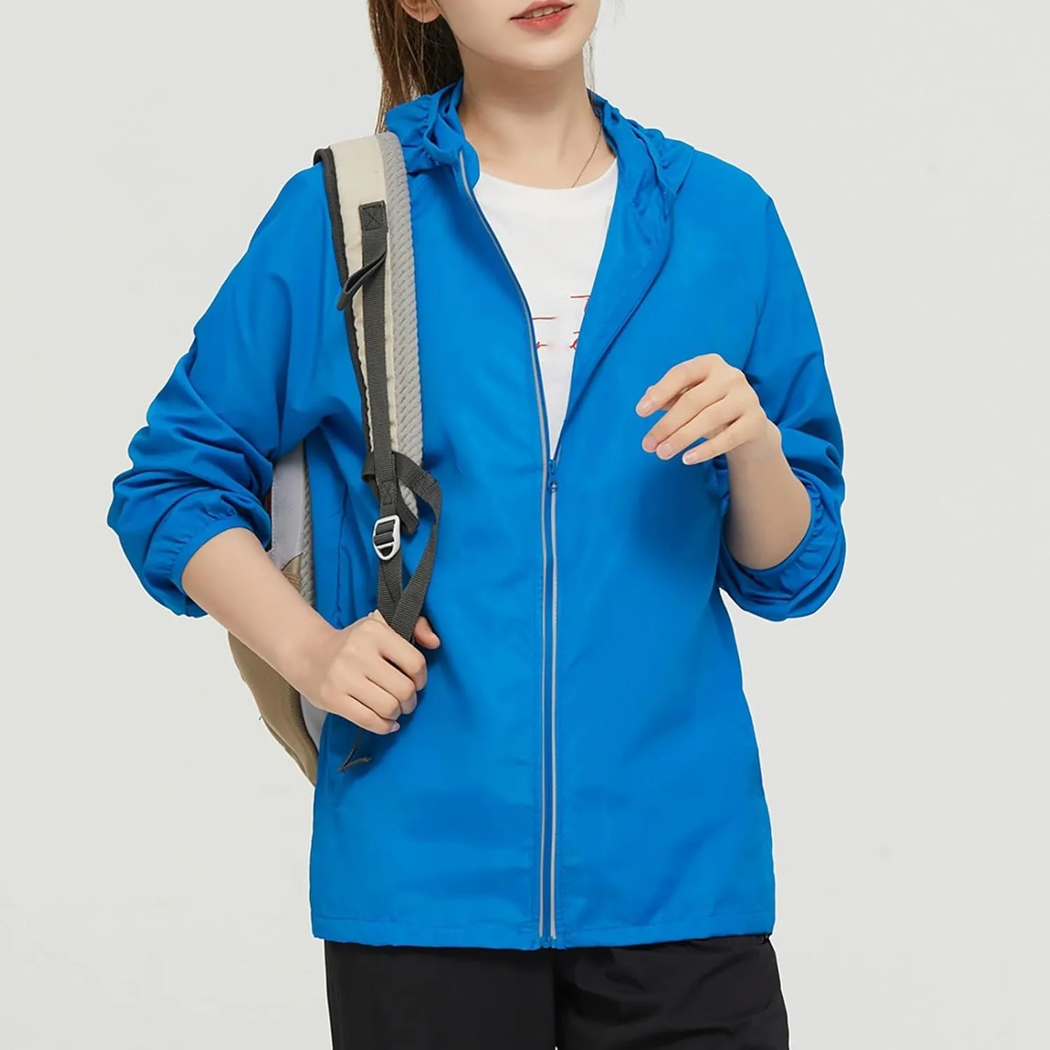 Lightweight Rain Jackets Women 2024 Plain Waterproof Windbreaker Jacket Women Packable Raincoat Rain Coats with Hood