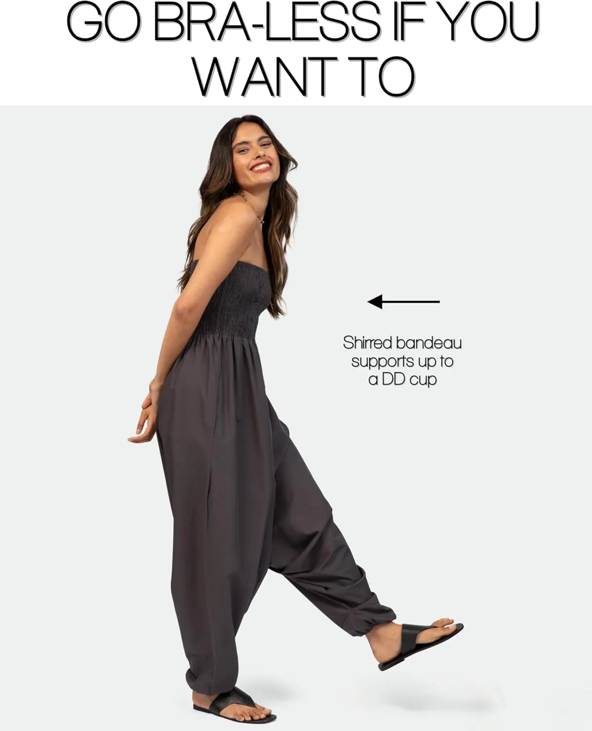 likemary Harem Pants Women Jumpsuits  Maxi Romper Pulls Down into Cotton Boho Pants with Pockets  One Size 2-in-1 Outfit