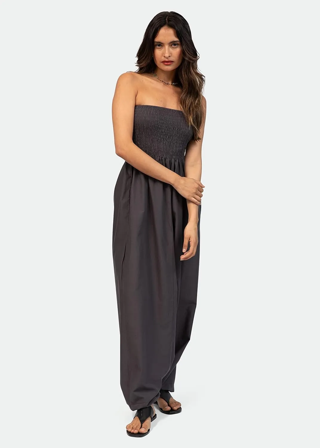 likemary Harem Pants Women Jumpsuits  Maxi Romper Pulls Down into Cotton Boho Pants with Pockets  One Size 2-in-1 Outfit