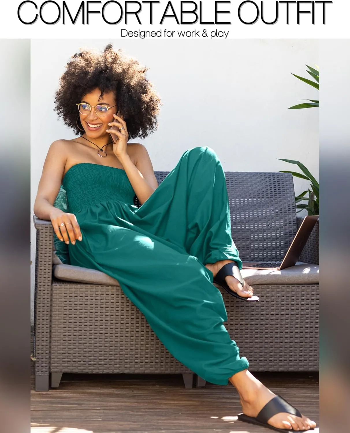 likemary Harem Pants Women Jumpsuits  Maxi Romper Pulls Down into Cotton Boho Pants with Pockets  One Size 2-in-1 Outfit