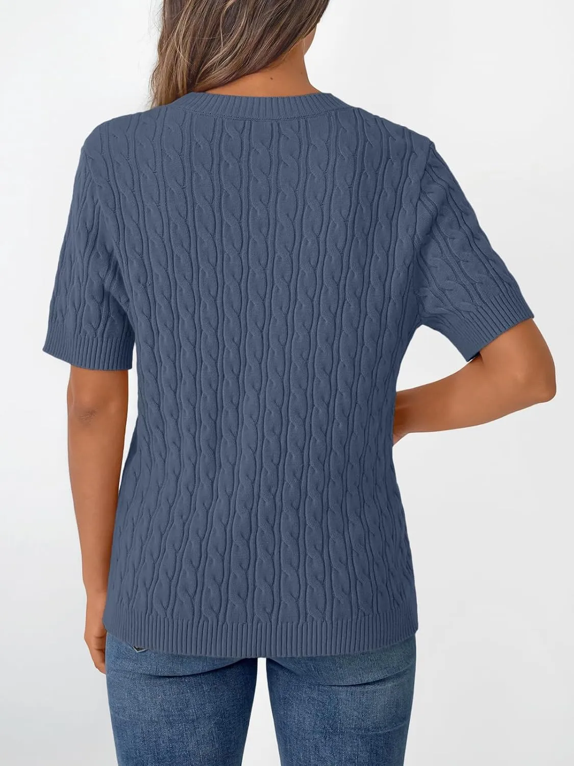 LILLUSORY Short Sleeve Sweater for Women Summer Business Casual Dressy Outfits Work Tops Lightweight Spring Blouses 2025