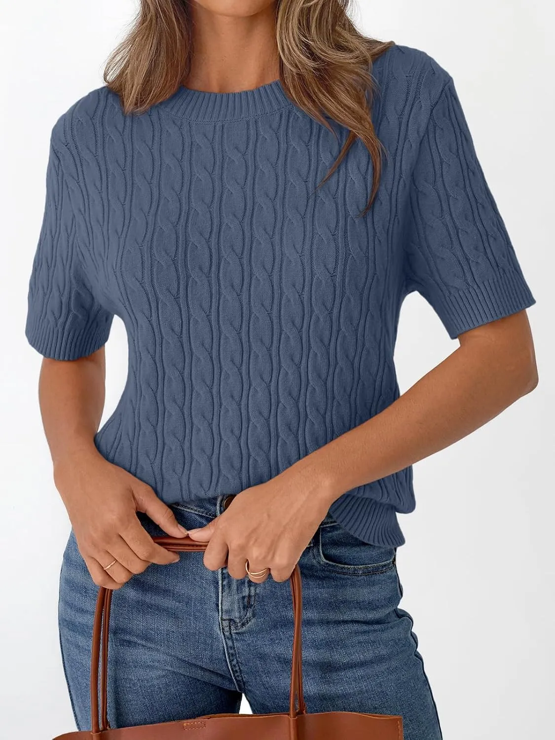 LILLUSORY Short Sleeve Sweater for Women Summer Business Casual Dressy Outfits Work Tops Lightweight Spring Blouses 2025