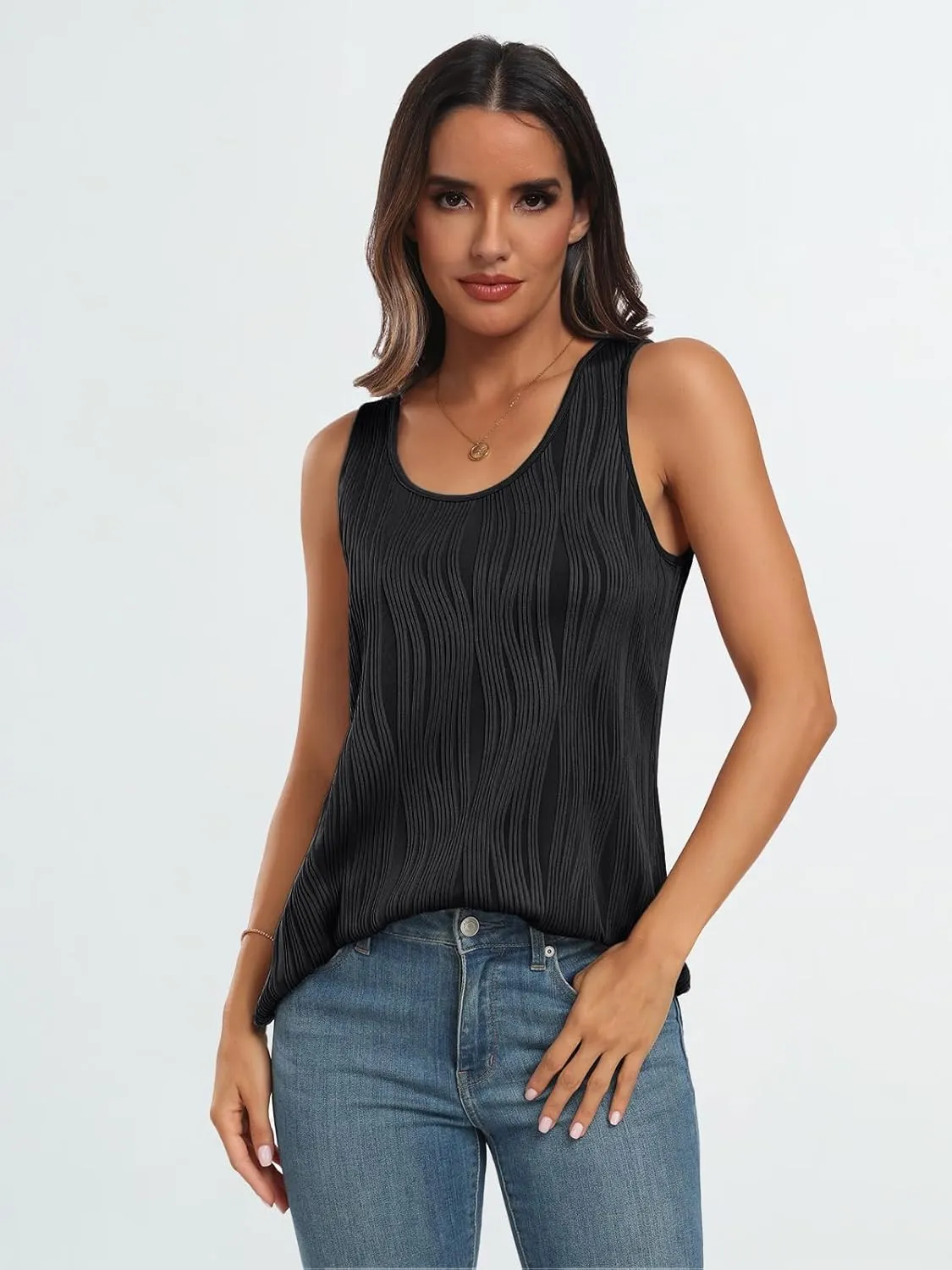 LILLUSORY Women's Dressy Business Casual Tank Tops Summer Sleeveless Trendy Spring Blouses Flowy Work Shirts