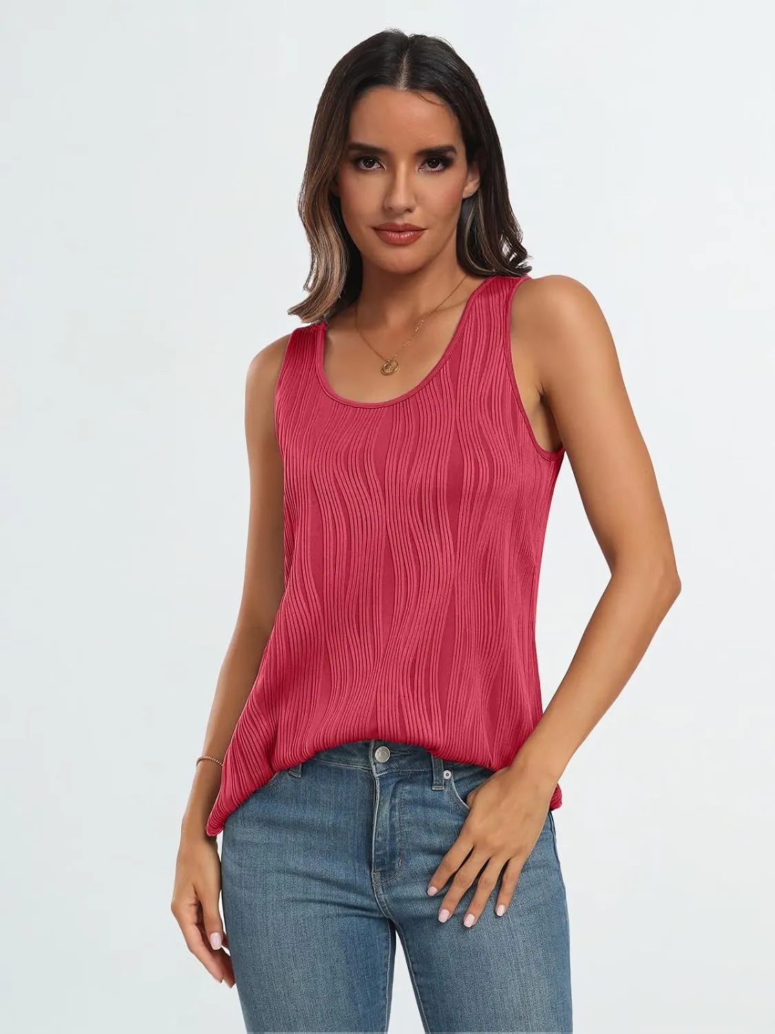 LILLUSORY Women's Dressy Business Casual Tank Tops Summer Sleeveless Trendy Spring Blouses Flowy Work Shirts