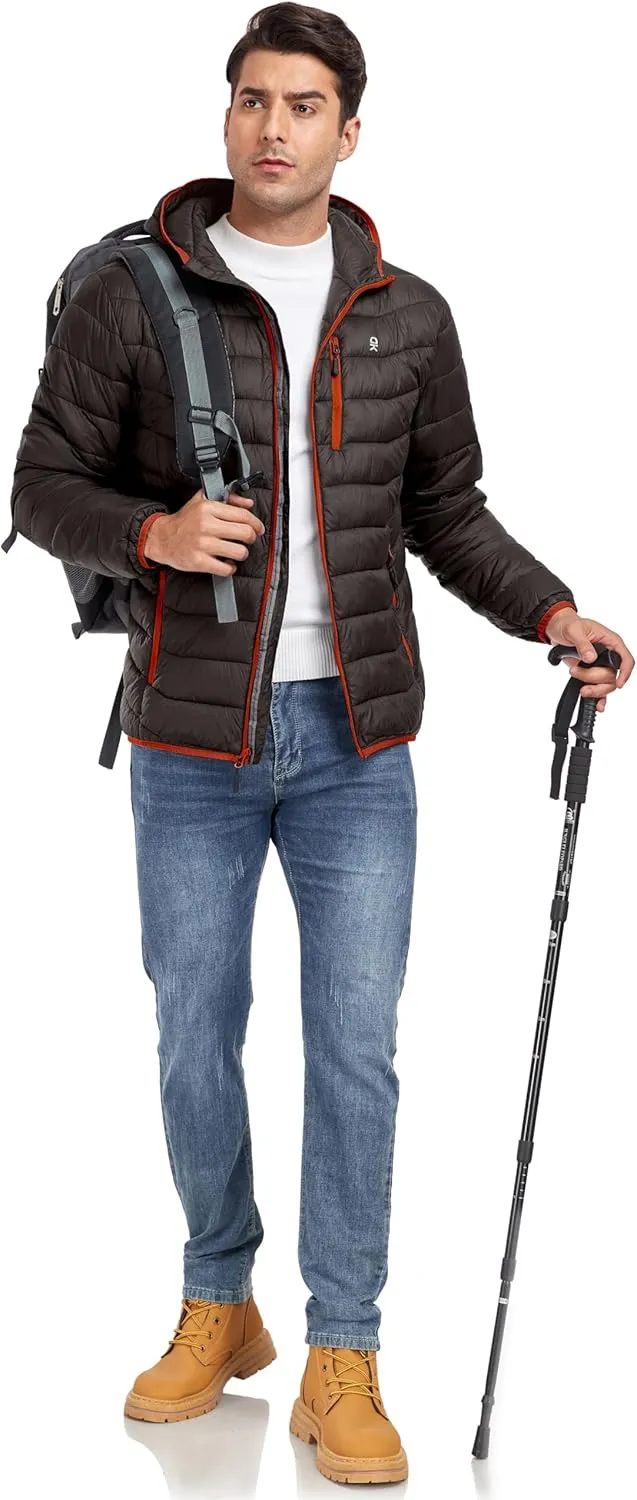 Little Donkey Andy Men's Packable Puffer Jacket Lightweight Hooded Windproof Winter Coat with Recycled Insulation
