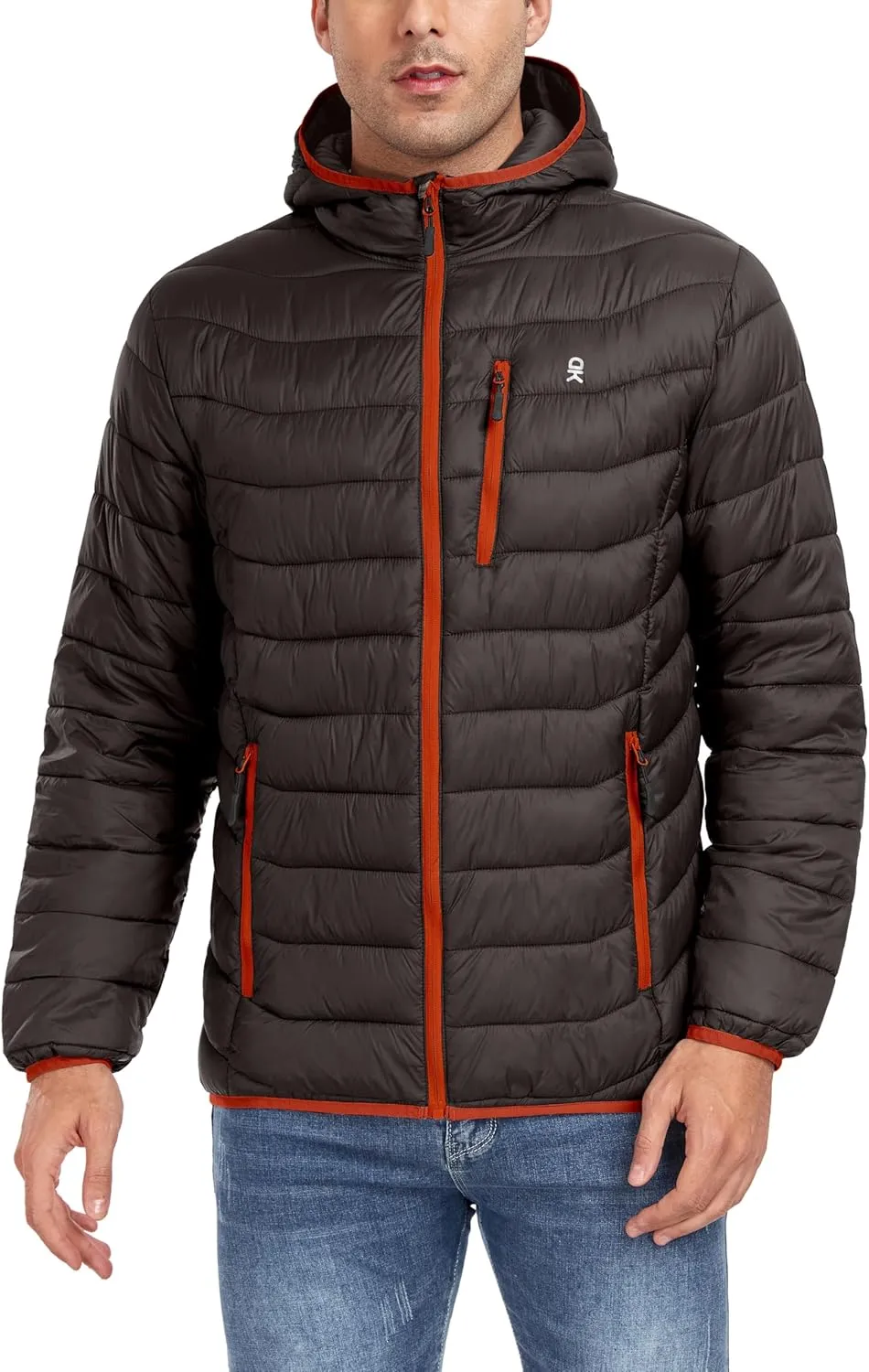 Little Donkey Andy Men's Packable Puffer Jacket Lightweight Hooded Windproof Winter Coat with Recycled Insulation