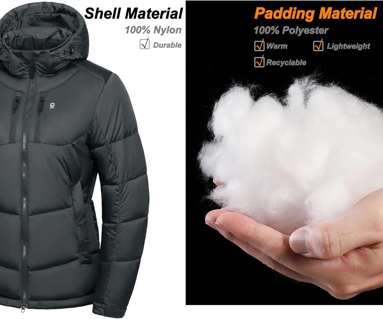 Little Donkey Andy Women's Warm Puffer Jacket Windproof Lightweiht Hooded Winter Coat Hiking Travel