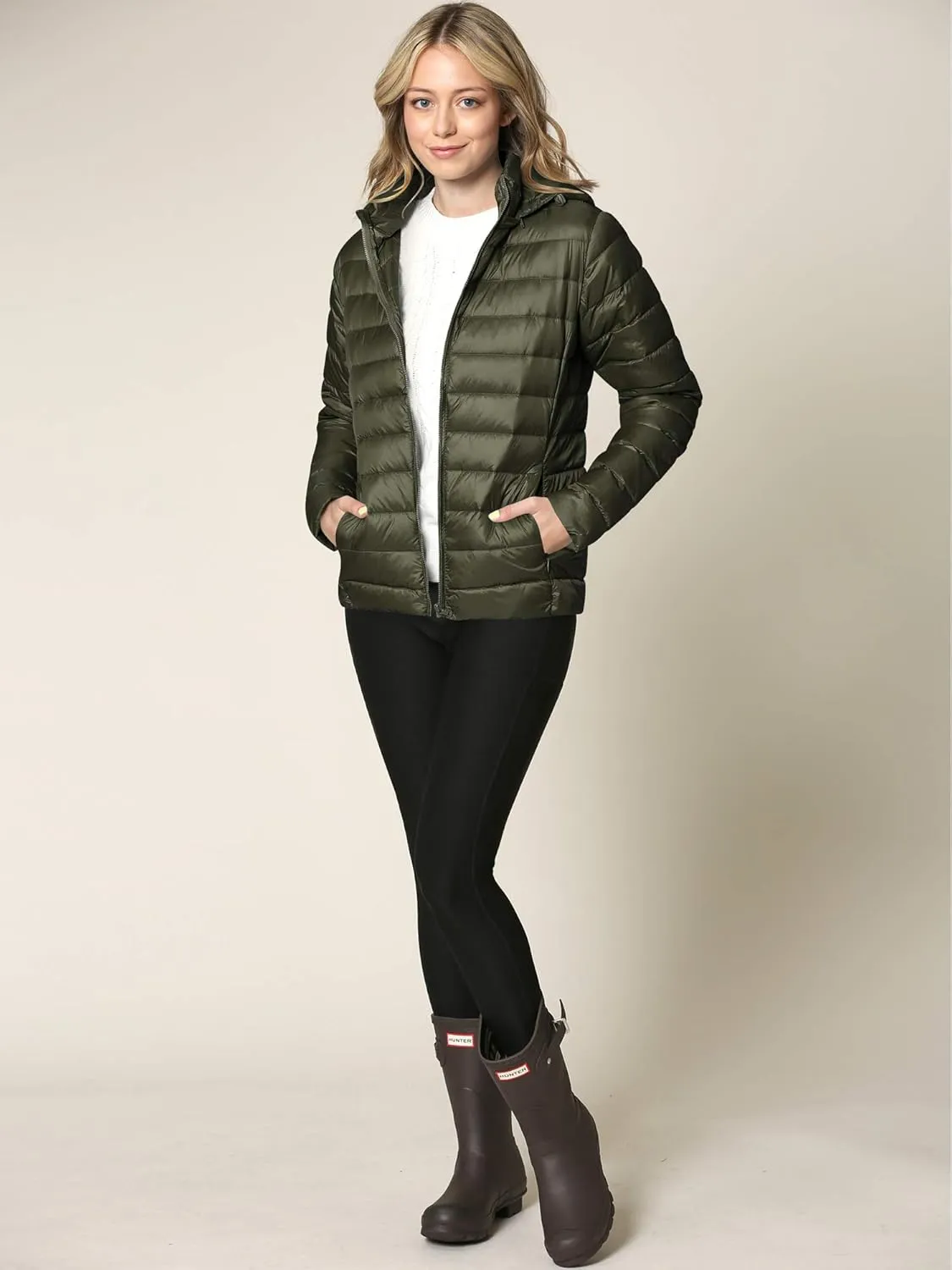 Lock and Love Women's Ultra Light Weight Packable Down Jacket with Removable Hoodie