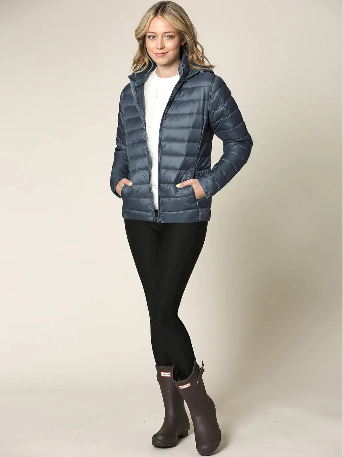 Lock and Love Women's Ultra Light Weight Packable Down Jacket with Removable Hoodie