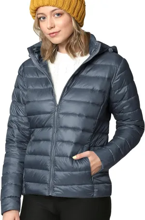 Lock and Love Women's Ultra Light Weight Packable Down Jacket with Removable Hoodie