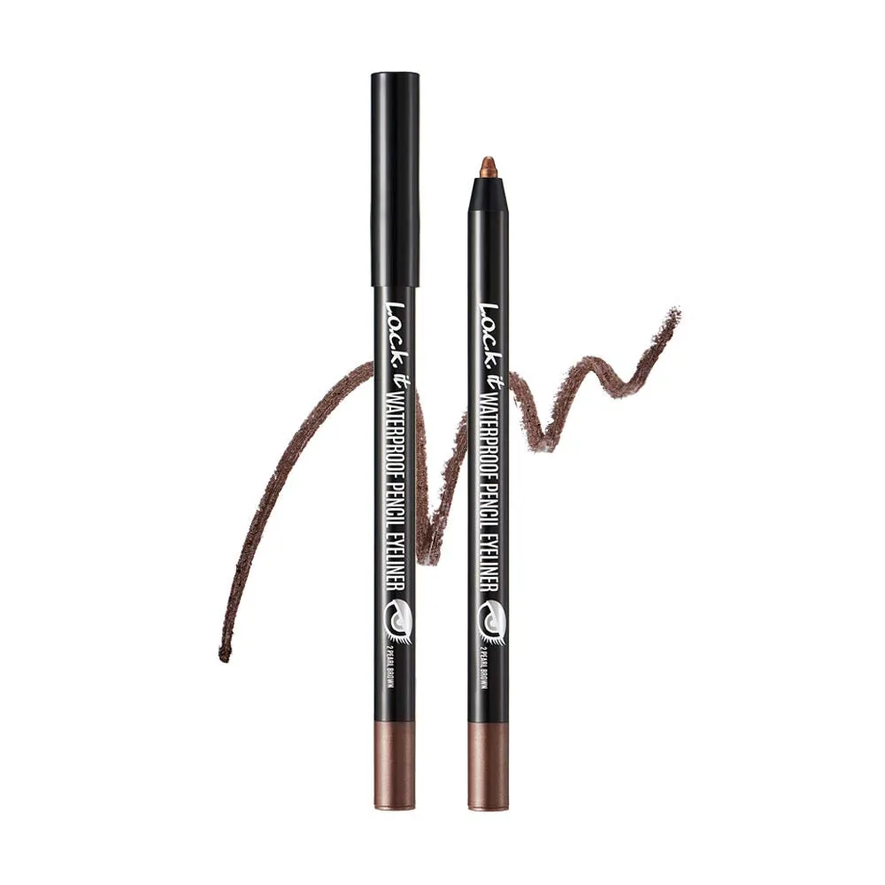 L.O.C.K. Color L.o.c.k. it Waterproof Pencil Eyeliner 02 Pearl Brown, Long-Lasting Waterproof & Smudge-Proof Eyeliner, Net. 0.018 oz. / 0.5 g