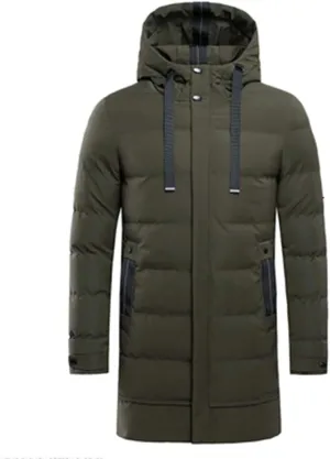 Long Parka Winter Jacket Coat for Men,Hooded Thick Cotton-Padded Jacket Parka Male Fashion Casual Coats