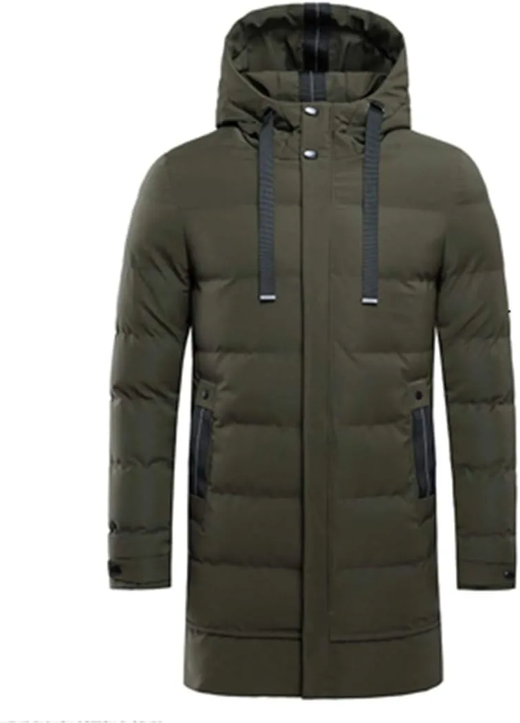 Long Parka Winter Jacket Coat for Men,Hooded Thick Cotton-Padded Jacket Parka Male Fashion Casual Coats