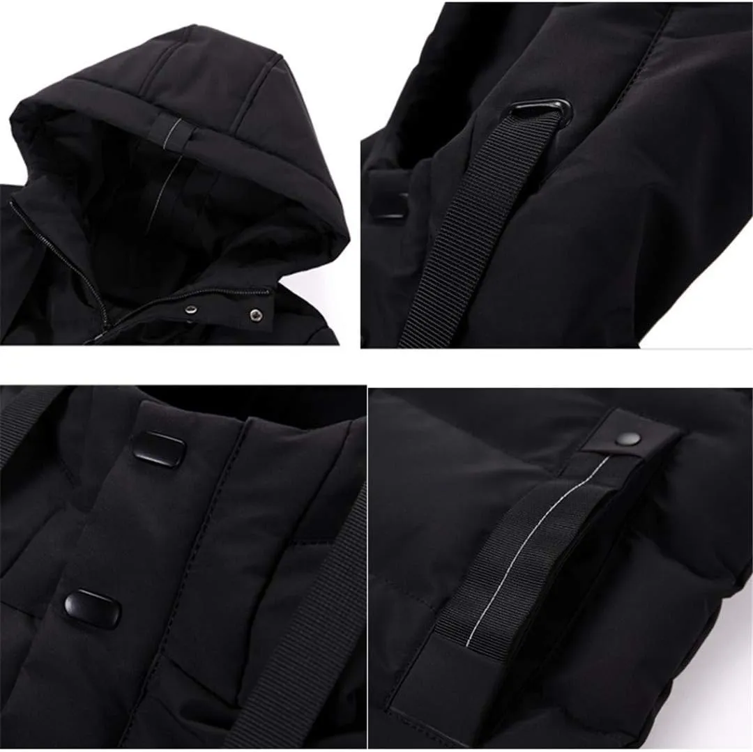 Long Parka Winter Jacket Coat for Men,Hooded Thick Cotton-Padded Jacket Parka Male Fashion Casual Coats