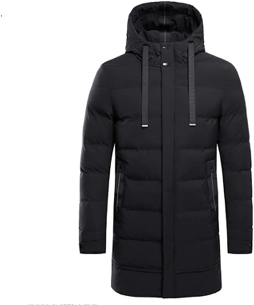 Long Parka Winter Jacket Coat for Men,Hooded Thick Cotton-Padded Jacket Parka Male Fashion Casual Coats