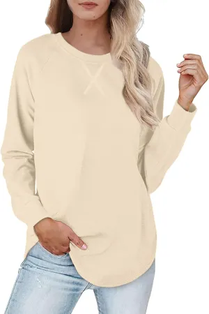 Long Sleeve Shirts for Womens, Women Casual Long Sleeve Crewneck Sweatshirt Striped Printed Loose Pullover Tops Shirts