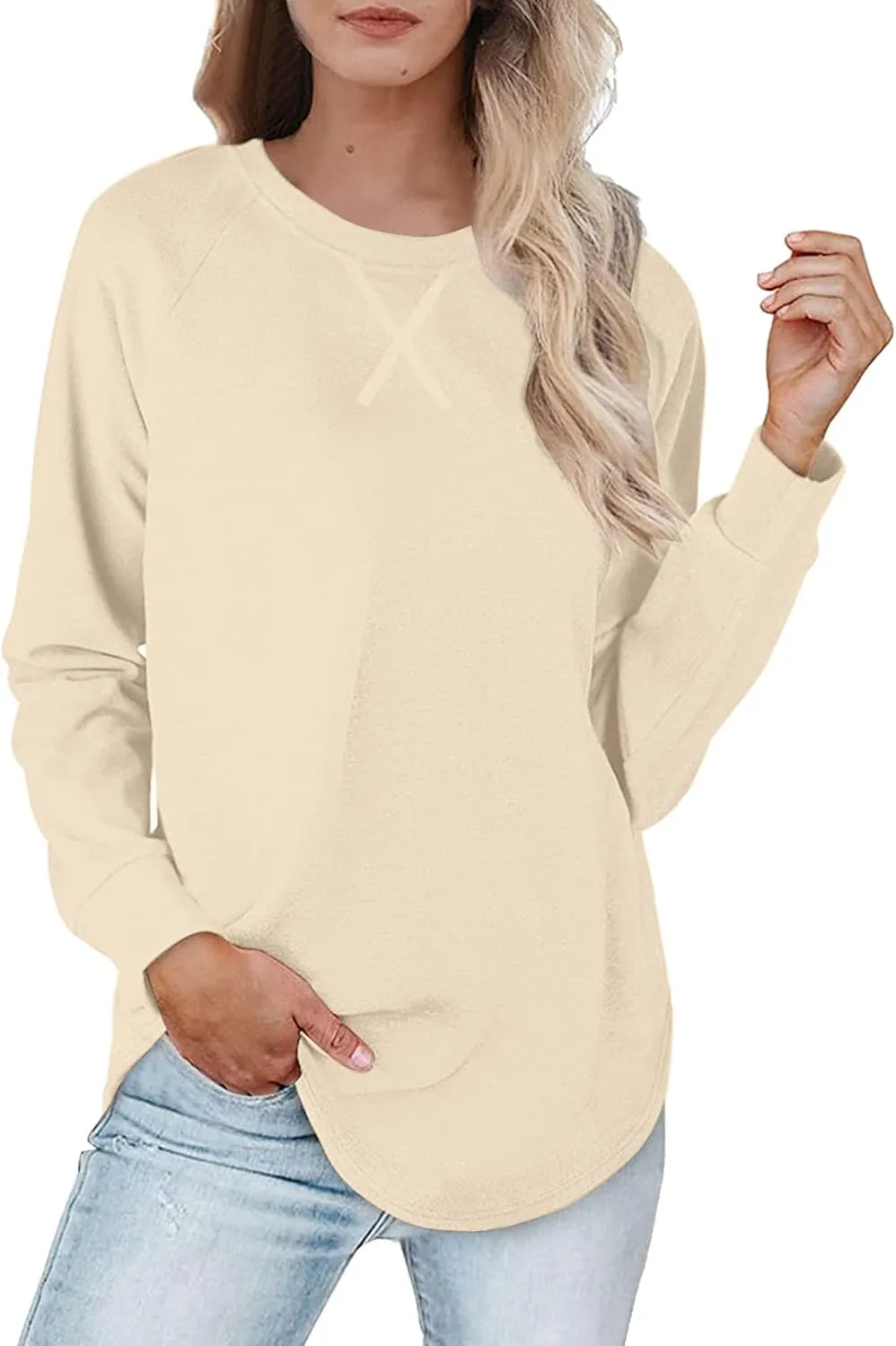 Long Sleeve Shirts for Womens, Women Casual Long Sleeve Crewneck Sweatshirt Striped Printed Loose Pullover Tops Shirts