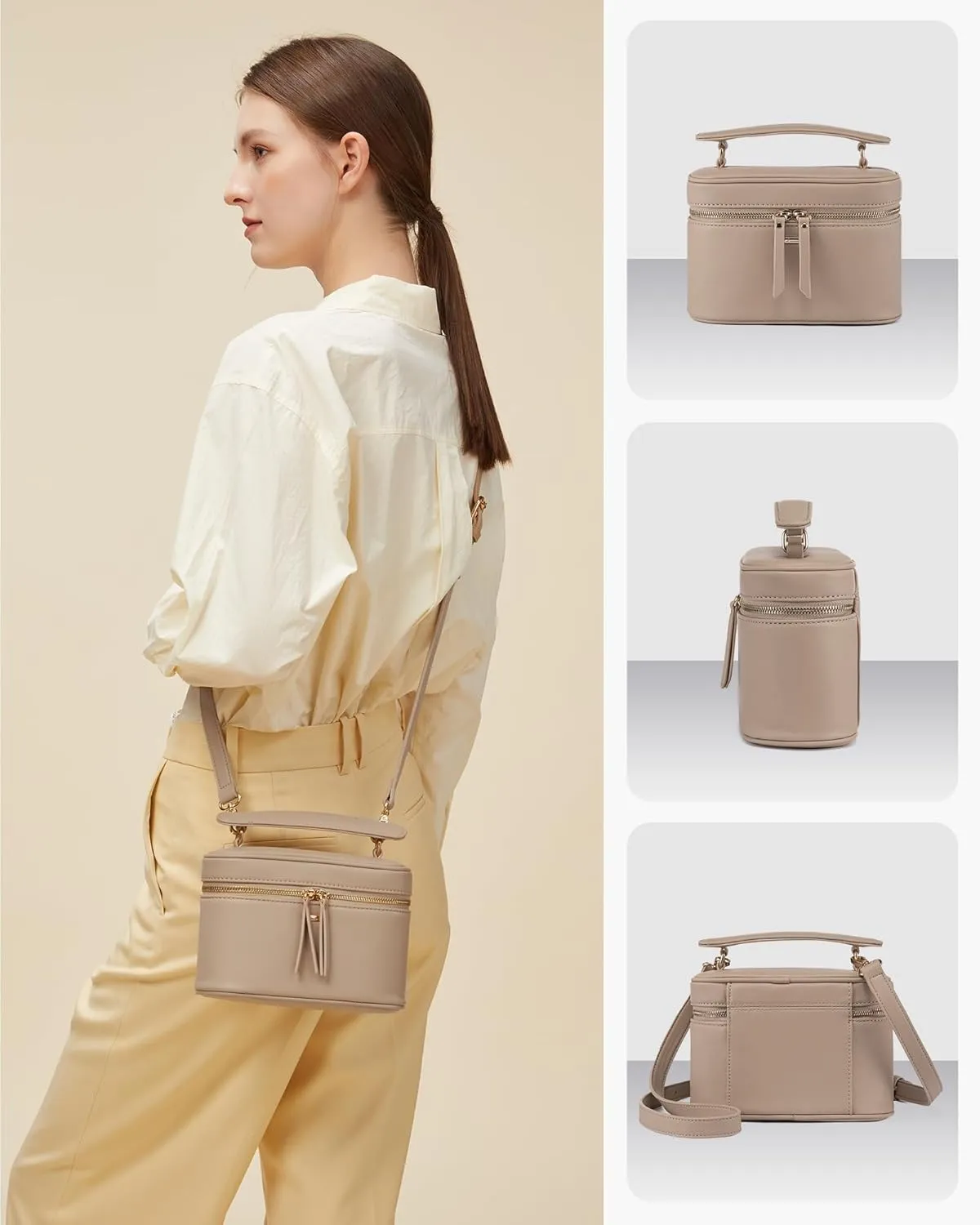 LOVEVOOK Crossbody Bag for Women, Top Handle Shoulder Pouch Purse Small PU Leather Satchel Handbag, Flap Box Bag for Ladies