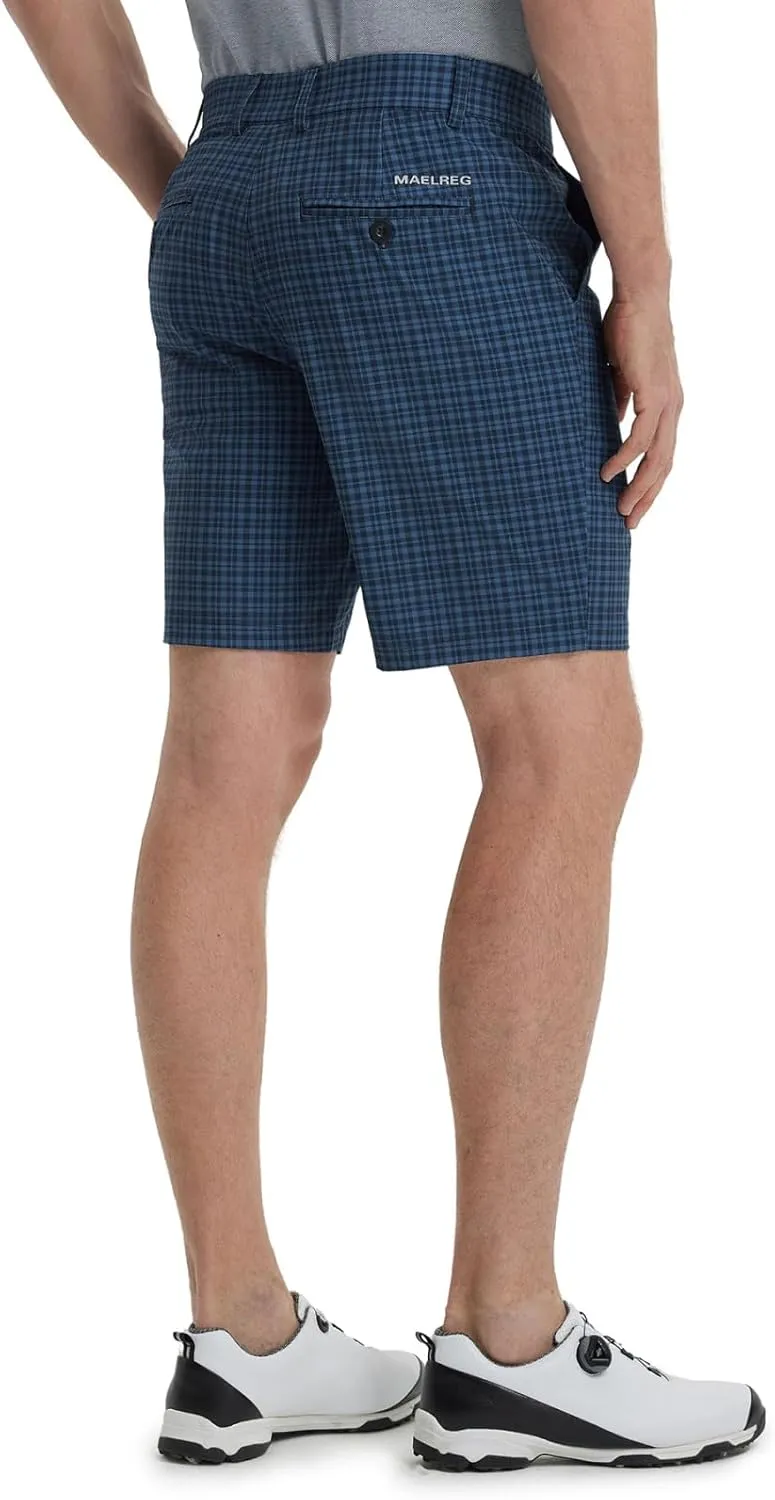 M MAELREG Golf Shorts Men Print Quick Dry 9" Stretch Lightweight Water-Resistant Flex Flat Front Fashion Mens Shorts Casual