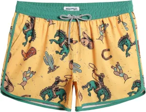 maamgic Mens Swim Trunks Retro Swim Shorts 4 Way Stretch with Mesh Vintage 80s 90s Quick Dry Swimsuits Board Shorts