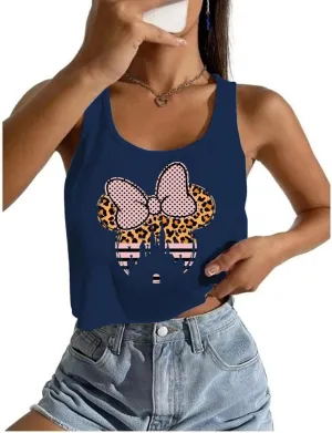 Magical Tank Tops for Women Cute Leopard Print Shirts Graphic Sleeveless Crop Tops