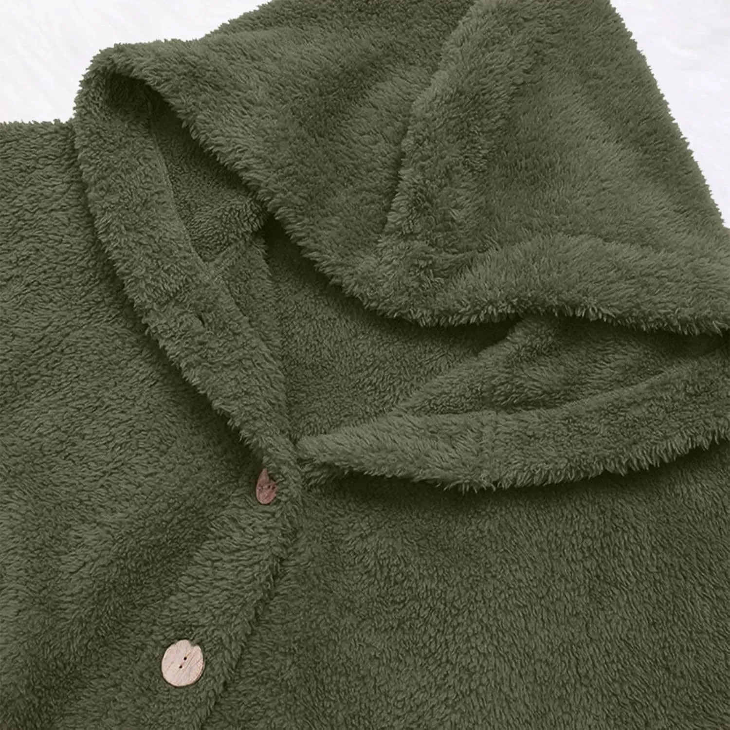 maisdgop Fleece Jacket Women Long Sleeve Sherpa Hooded Coats Winter Fall Warm Fuzzy Jackets Plus Size Button Plush Outerwear