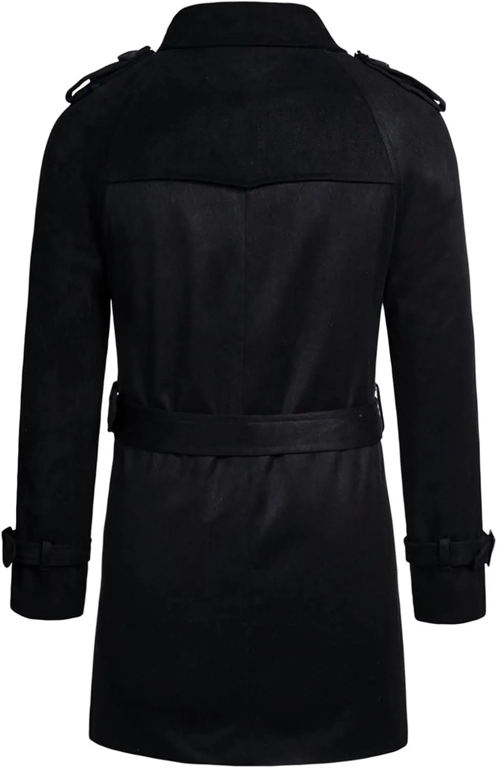 Maiyifu-GJ Men Double Breasted Trench Coat Wool Blend Belted Winter Long Trenchcoat Casual Lapel Windbreaker Jacket Overcoat