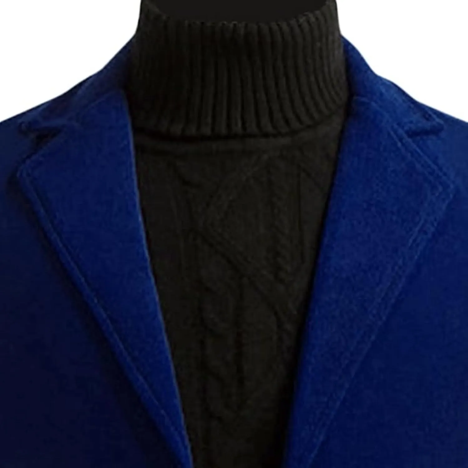 Maiyifu-GJ Mens Wool Blend Trench Coat Mid-Length Notched Collar Long Top Pea Coats Business Single Breasted Jacket Overcoat