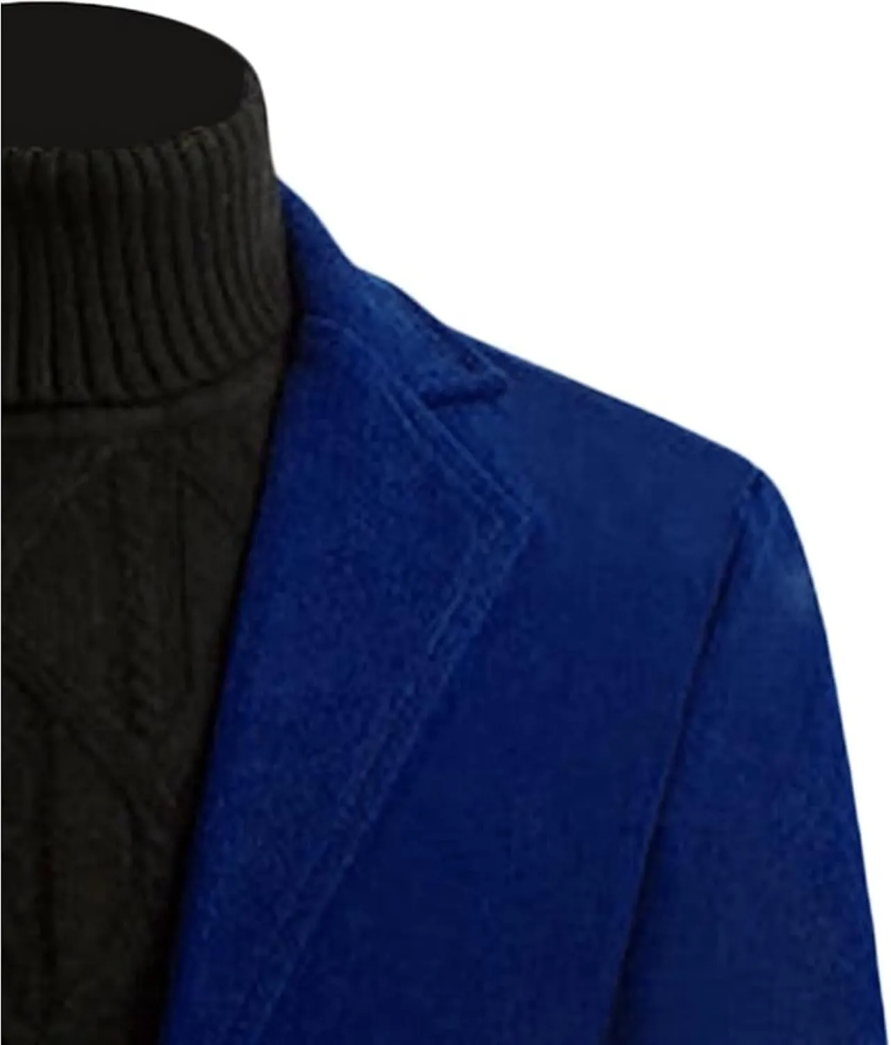 Maiyifu-GJ Mens Wool Blend Trench Coat Mid-Length Notched Collar Long Top Pea Coats Business Single Breasted Jacket Overcoat