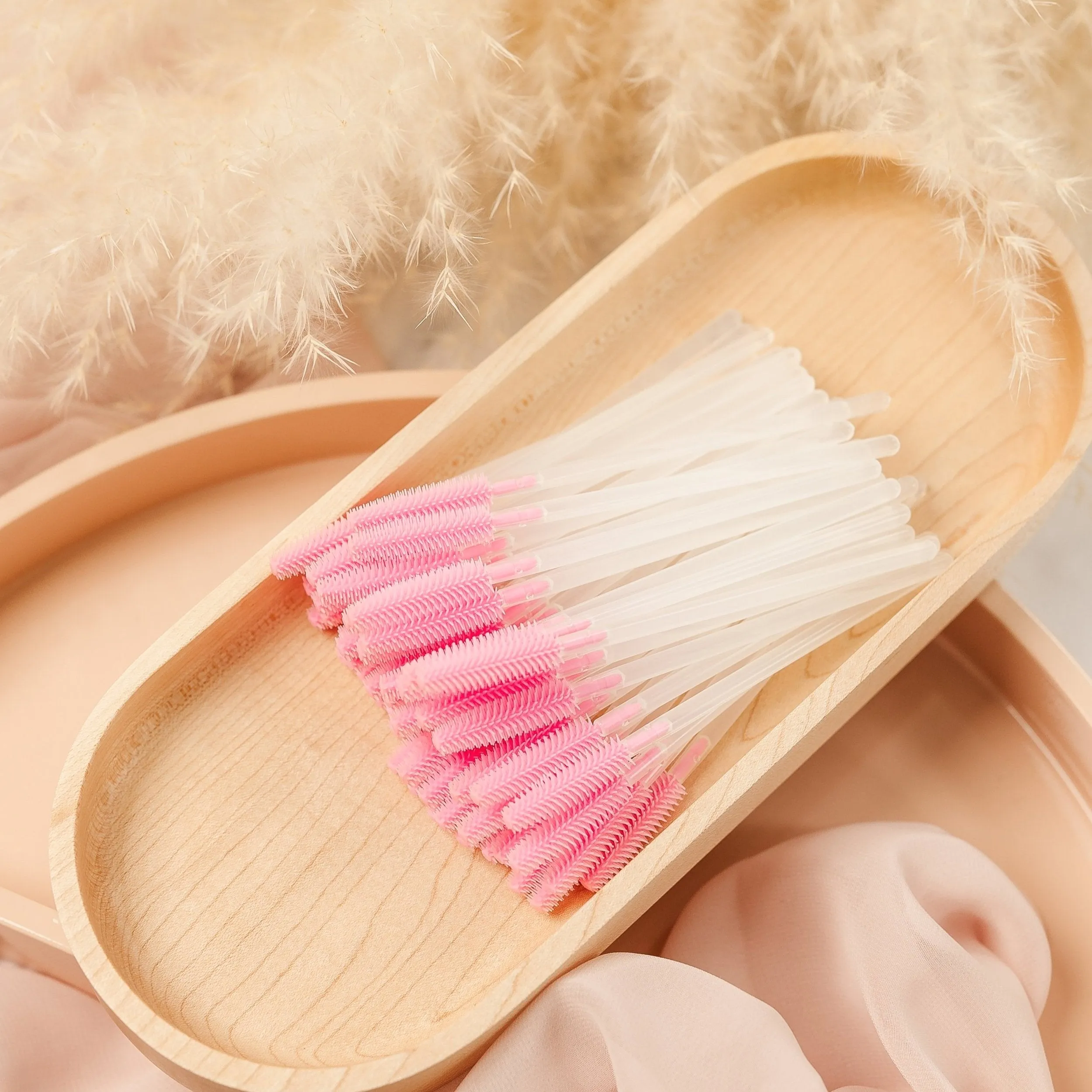 Mascara Wands - Pink/Clear Silicone - WHOLESALE