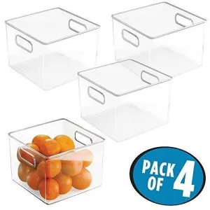 mDesign Kitchen Pantry and Cabinet Storage and Organization Bin - Pack of 4, 8" x 8" x 6", Clear