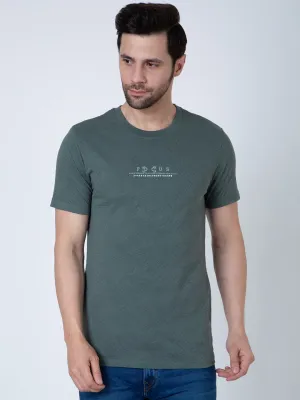 Men  Jaquard Green T-Shirt