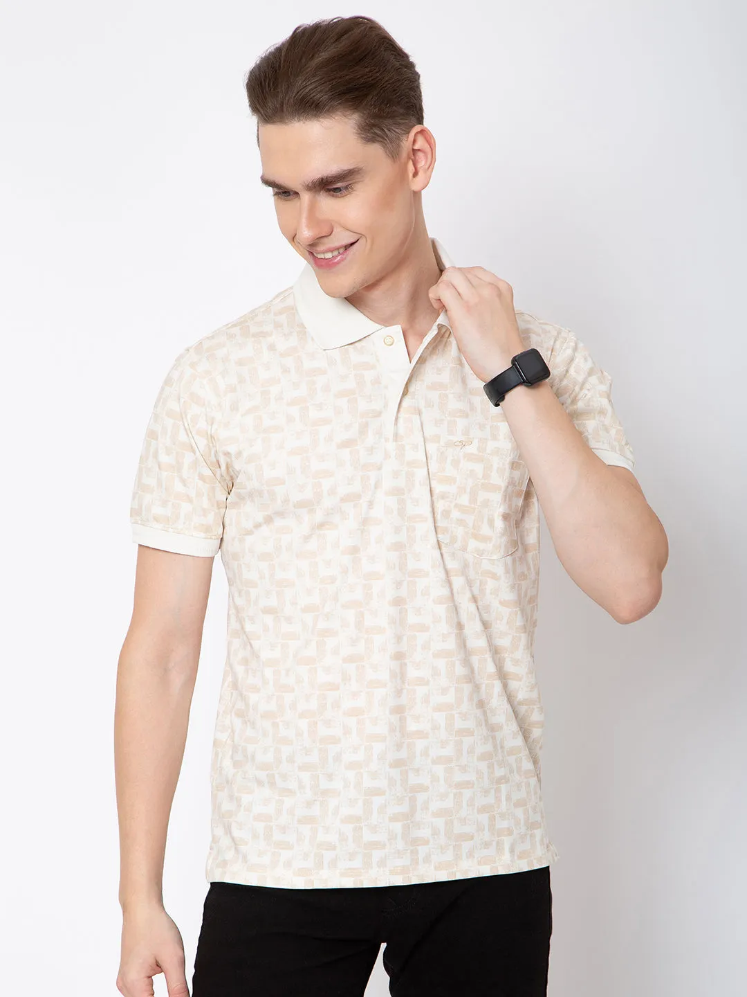 Men Polo Neck All Over Print Tshirt