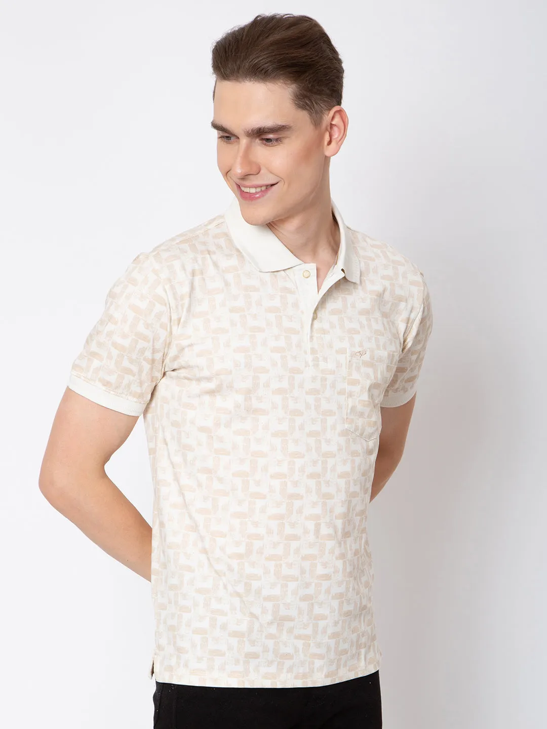 Men Polo Neck All Over Print Tshirt