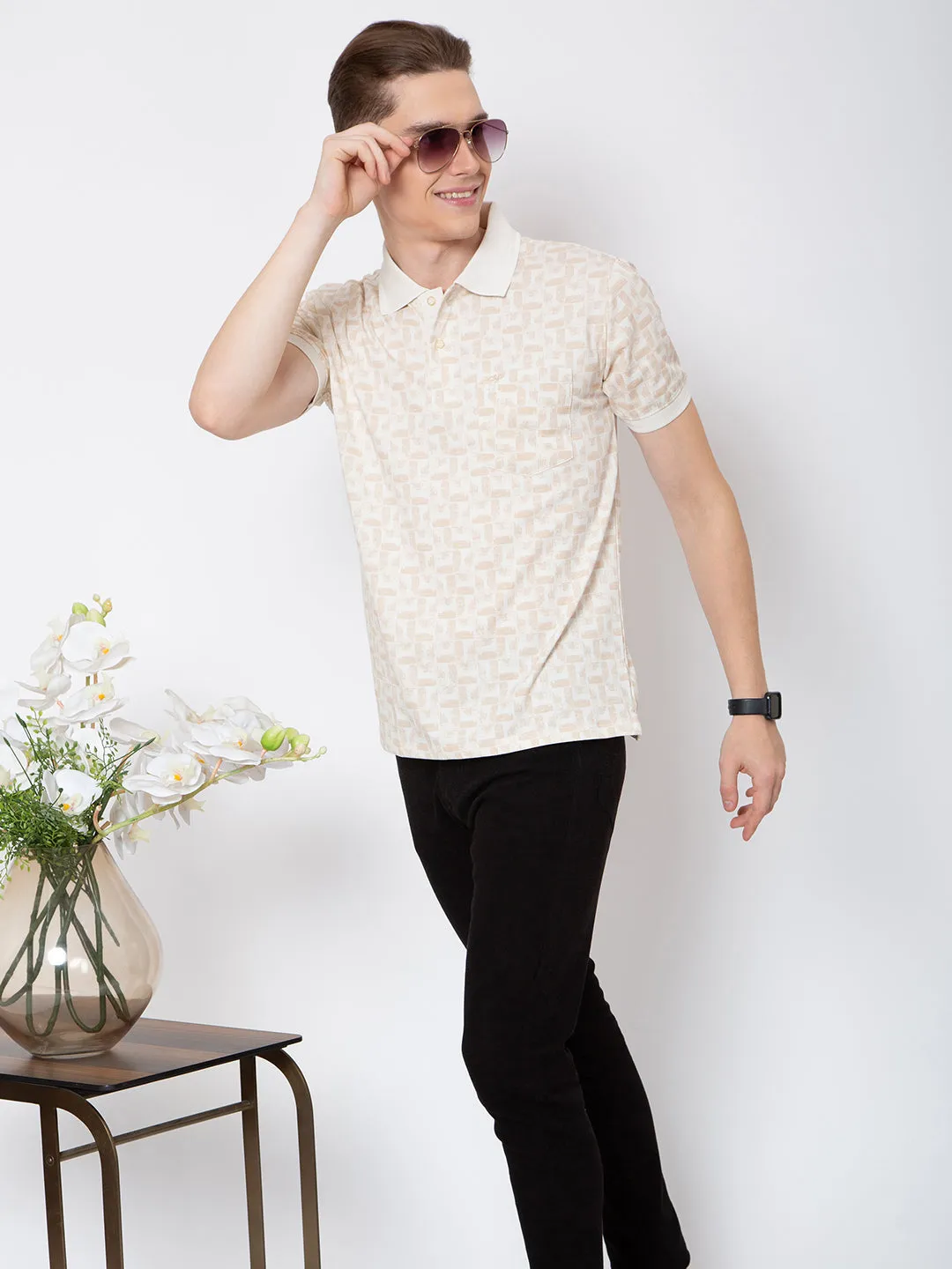 Men Polo Neck All Over Print Tshirt