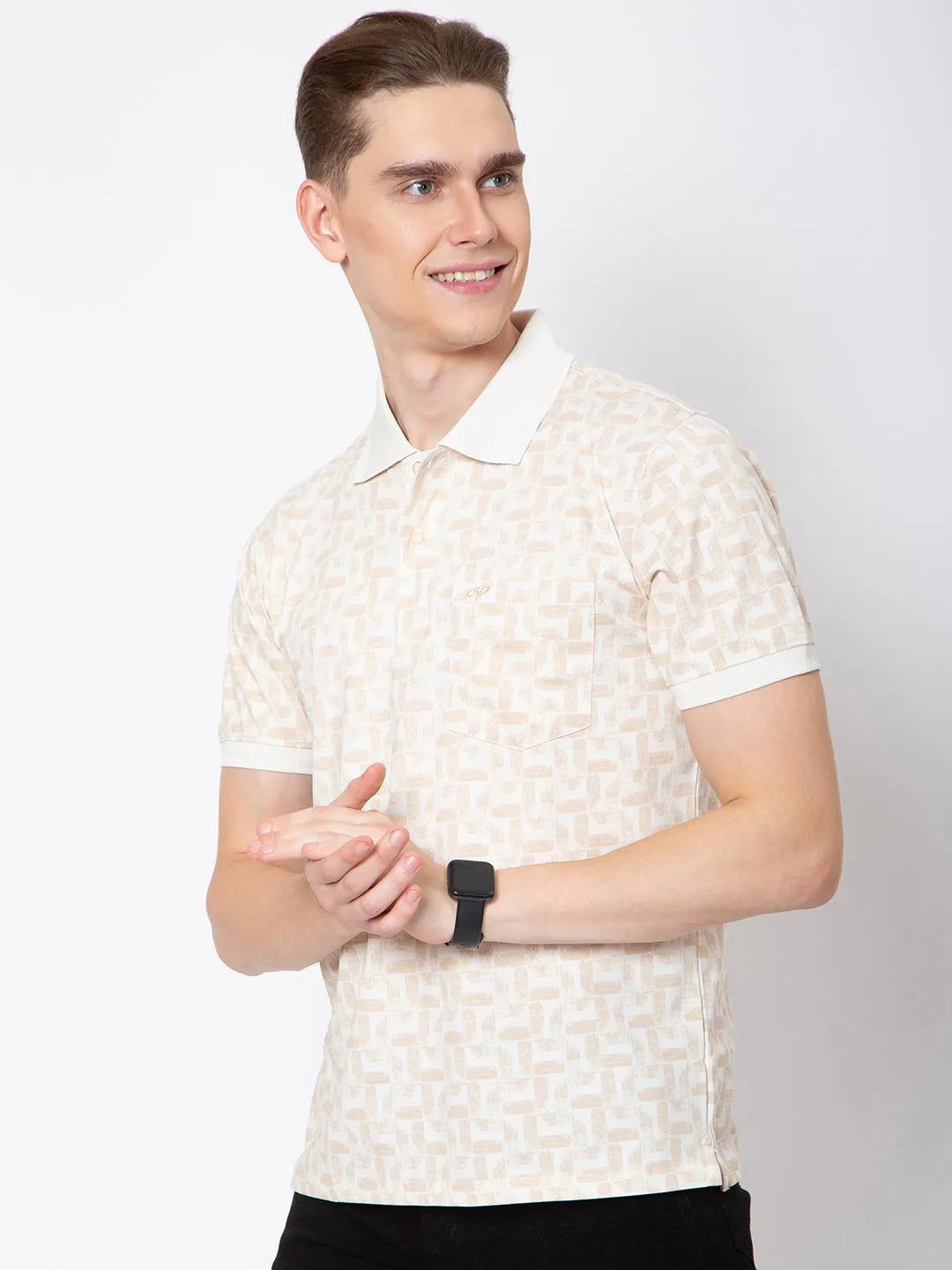 Men Polo Neck All Over Print Tshirt