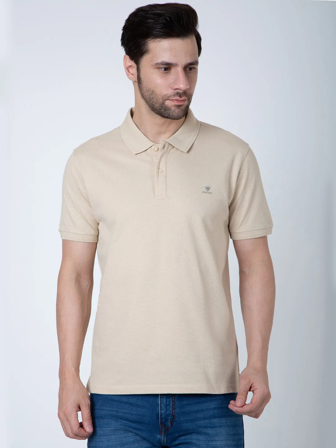 Men Polo Popcorn Beige T-Shirt