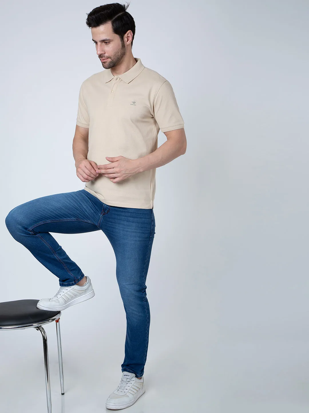 Men Polo Popcorn Beige T-Shirt