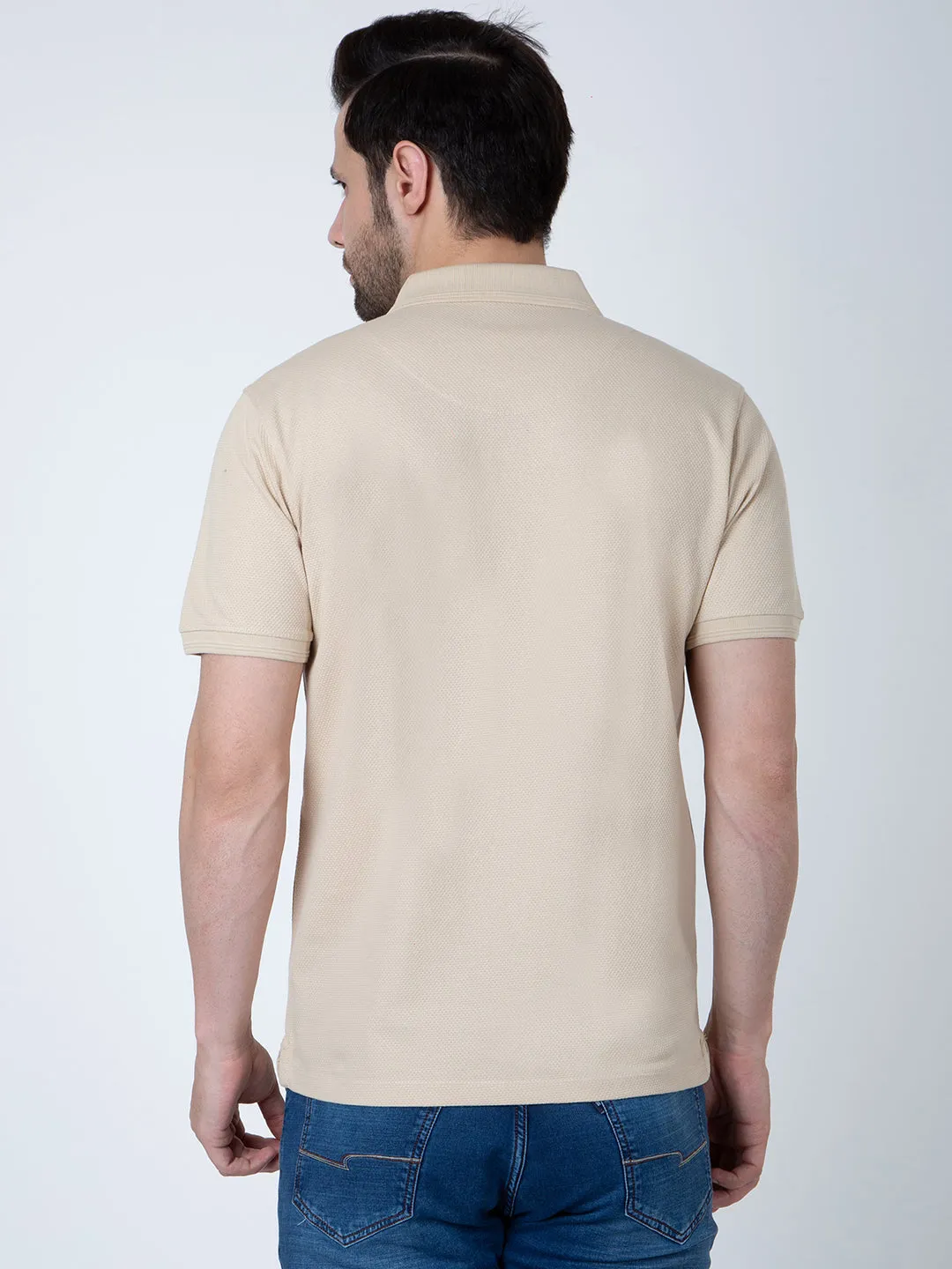 Men Polo Popcorn Beige T-Shirt