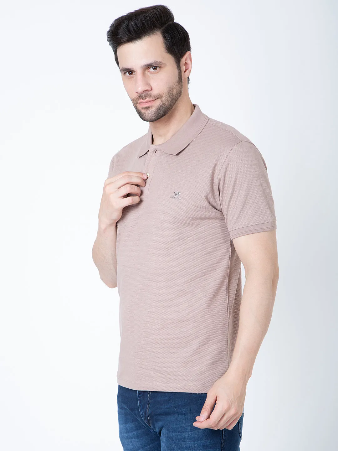 Men Polo Popcorn Light Brown T-Shirt