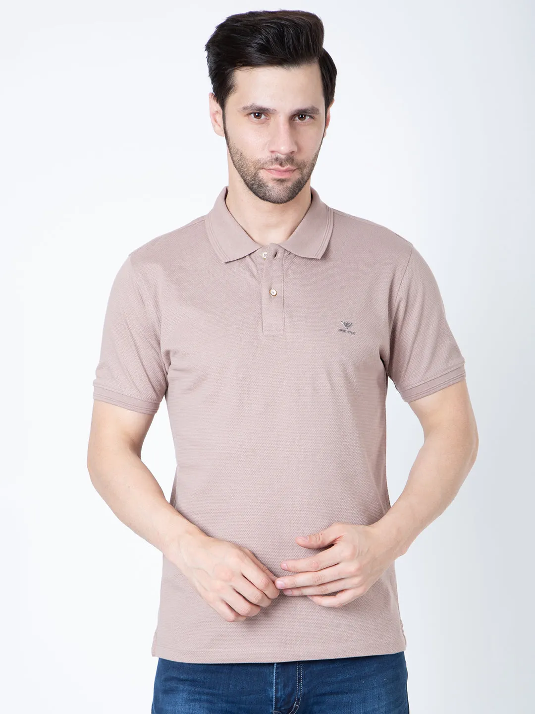 Men Polo Popcorn Light Brown T-Shirt