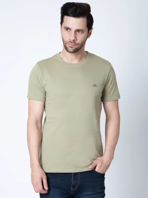 Men Round Neck Olive T-Shirt