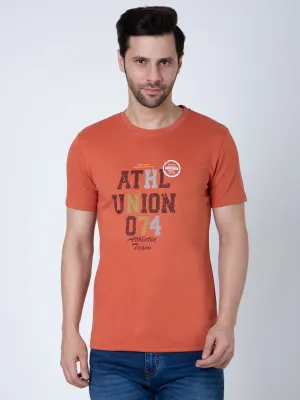 Men Round Neck Orange T-Shirt