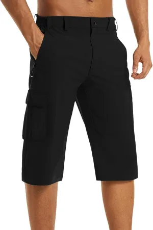 Mens Below Knee Cargo Shorts Multi Pockets Lightweight Outdoor Hiking Work Shorts for Men Athleric Fit Quick Dry Capri Pants