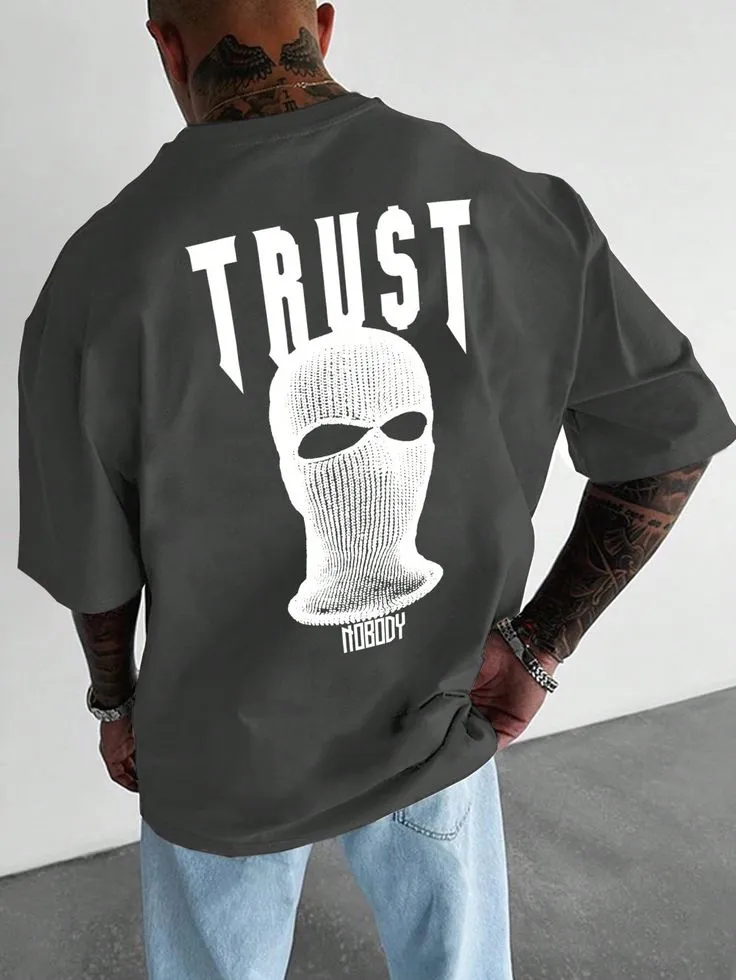 Men's Casual Letter & Figure Printed Round Neck T-Shirt