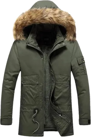Men's Detachable Hoodies Cotton-Padded Coat Parkas Winter Thicken Fleece Jackets Windbreaker
